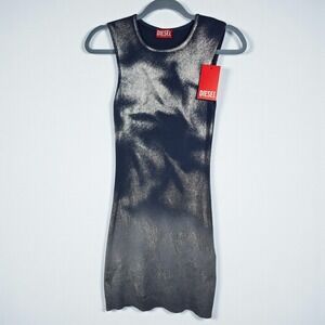 DIESEL M-IDONY‎ ABITO Knitted Dress Blue Multi Woman Small Sleeveless Metallic